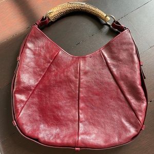 YSL Mombasa burnt deer horn bag in burgundy